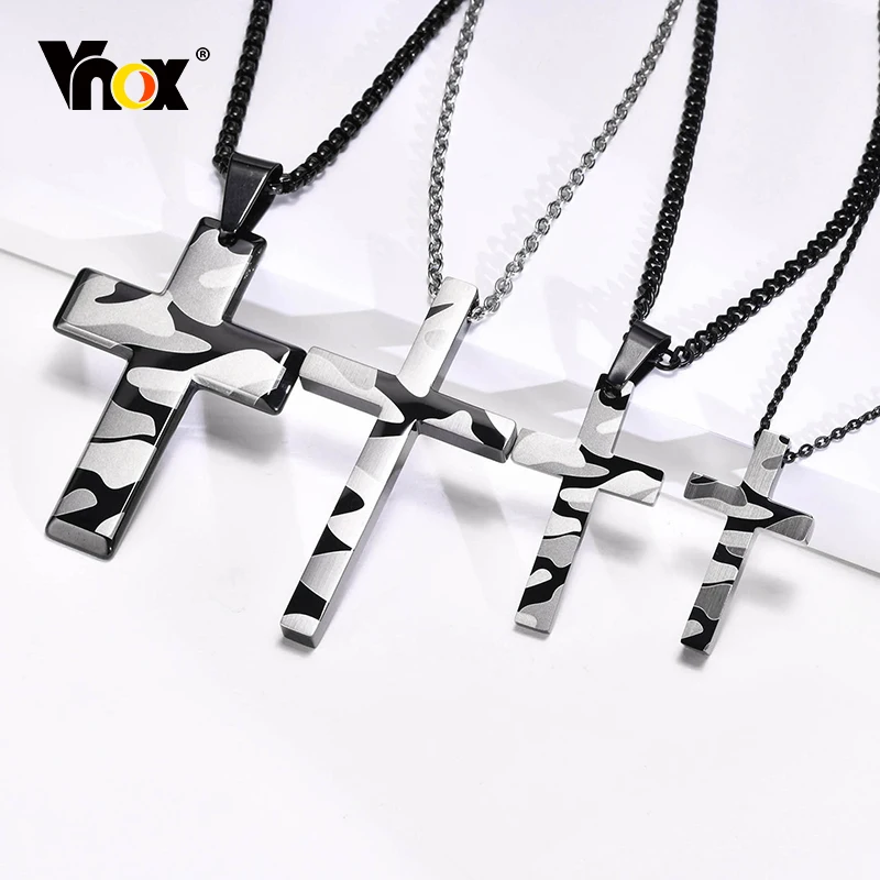 

Vnox Cool Mens Camouflage Cross Necklaces,Stainless Steel Simple Cross Pendant Necklaces for Men and Women Jewelry Gifts