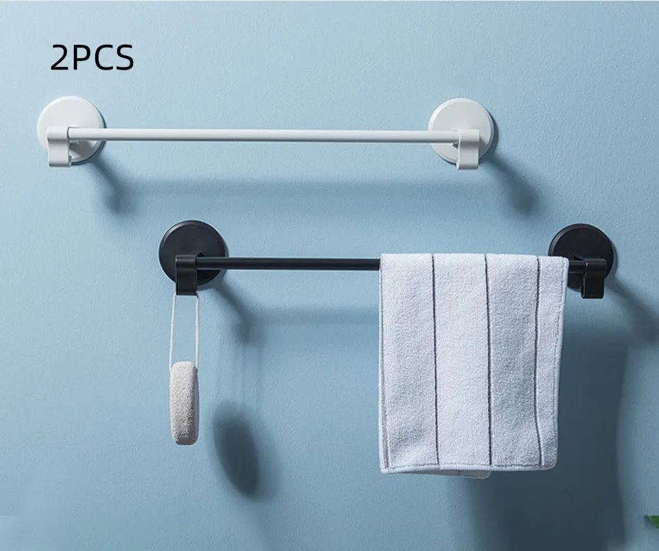 

2PCS Bathroom Towel Holder Household Wall Mounted Towel Rack Bathroom Pendant Set Towel Bar Free Punch For Bathroom Organizer