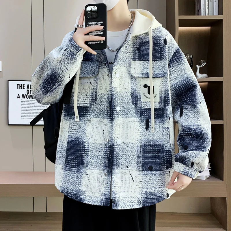 Ветровка мужская с капюшоном модная короткая простая куртка для отдыха на