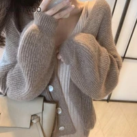new popular cardigan women hot selling solid single breasted knitted sweater loose chic charm womens tops soft outerwear tide