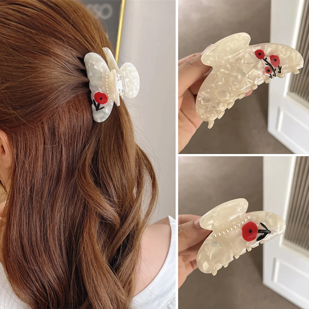 

Fashion Flowers Print Acetate Hairpins Hair Clip Crab Hair Claws For Women Girl Hair Accessories Headdress Party Gifts