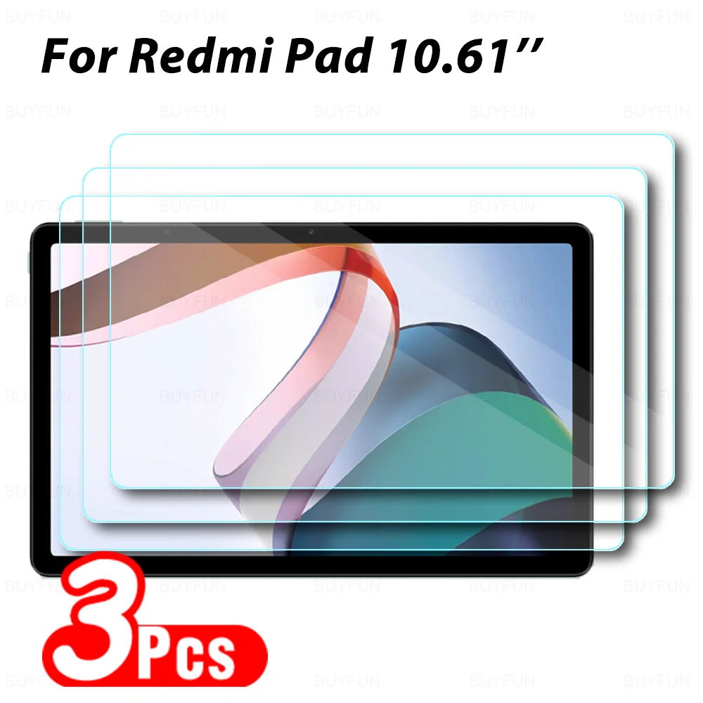 

3PCS For Xiaomi Redmi Pad 10.61 Inch 9H Tempered Glass Film For Mi Pad Redmipad Full Cover Clear Tablet Screen Guard Protector