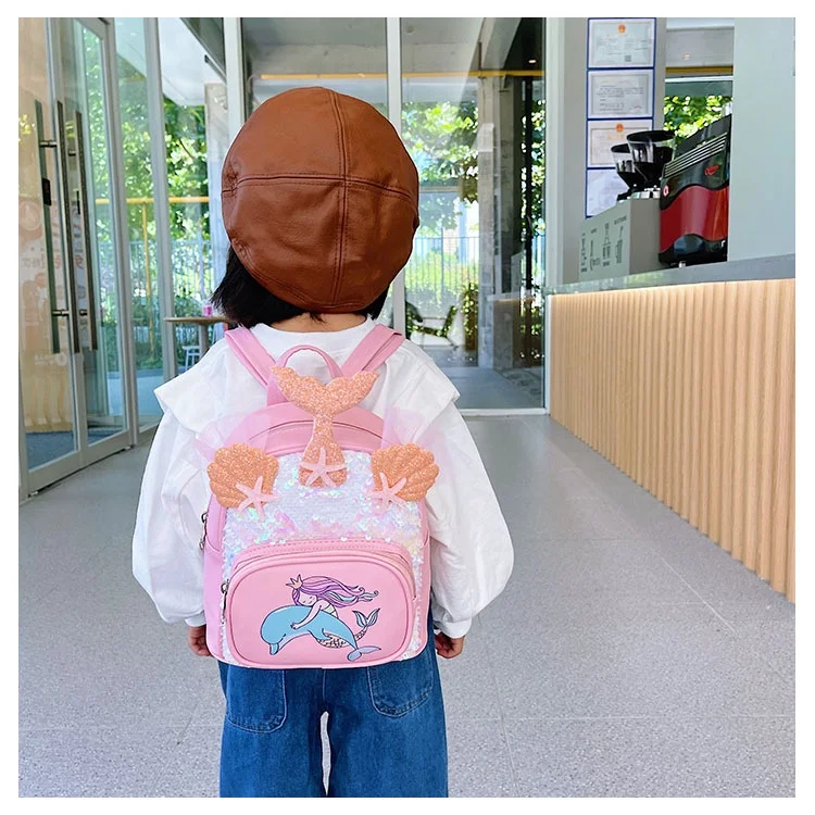 New Children PU Sequins Mermaid Mini Backpacks Girls Princess Cute Fashion Sweet Small Bags In Kindergarten Drop Shipping