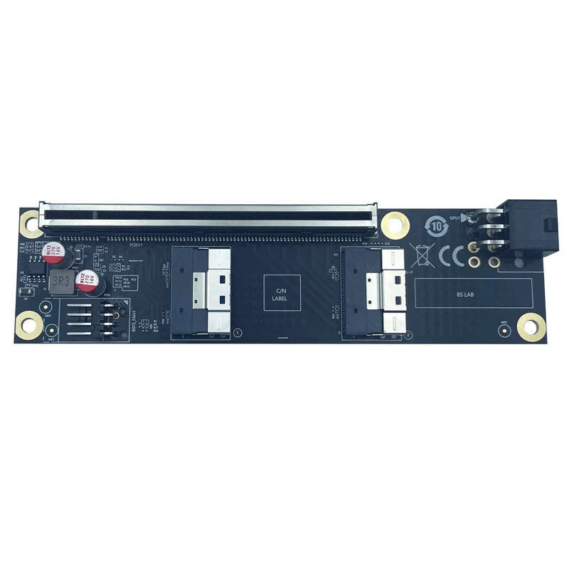 Фото НОВАЯ 2-портовая карта-адаптер SlimSAS 8i x2 к слоту PCIe5.0 x16 SFF8654 Riser Card GEN5 для сетевой видеокарты GPU 6Pin Power №2