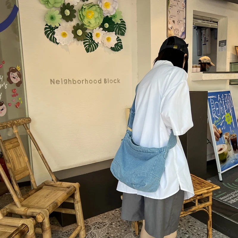 

Denim Shoulder Bags For Women 2022 New Casual Messenger Bag Jeans Shopping Eco Bag Large Capacity Travel Canvas Crossbody Bags