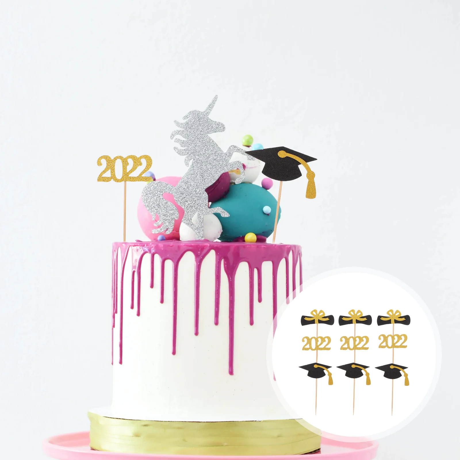 

12pcs Graduation Theme Cake Topper Decorative Bachelor Inserting Cards