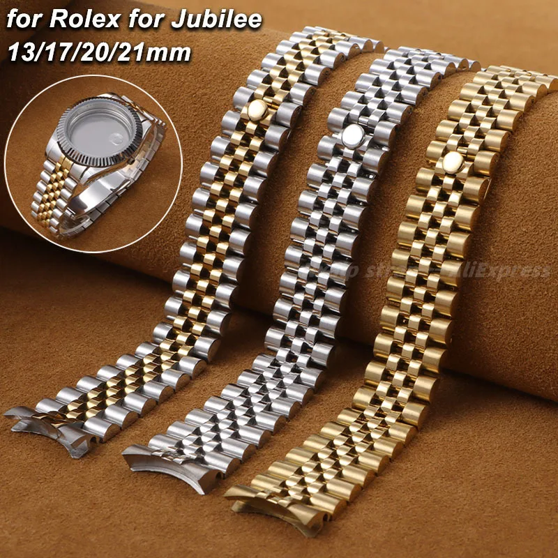 Роскошный ремешок из твердой нержавеющей стали для Rolex юбилейных часов 13 мм 17 20 21