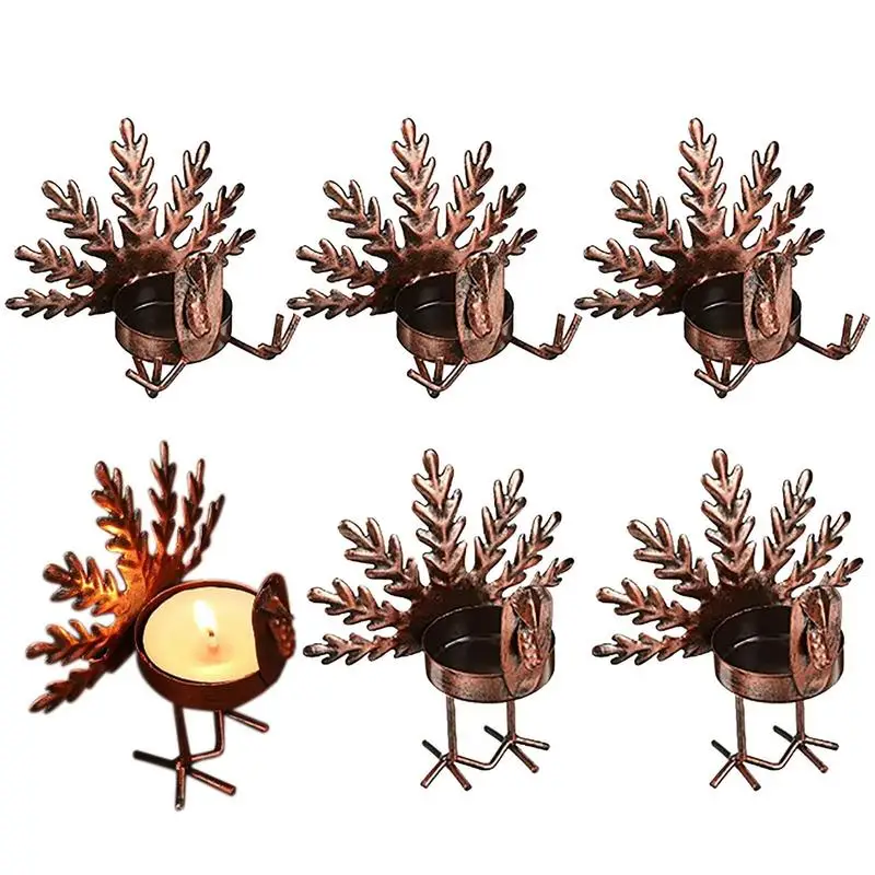 

Подсвечник для чая на День Благодарения, подсвечники для чая, подсвечники в форме индейки, 6 шт., центральный столик стола, декоративный деревенский чай