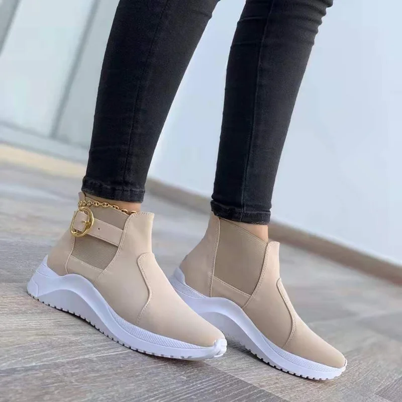 

Top Casual Shoes 2022 Spring and Autumn New Sports Metal Buckle Accessories Large Comfortable Women's Shoes