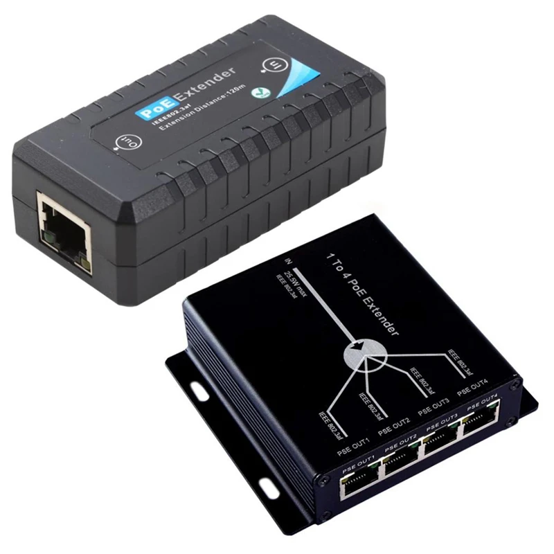 

2 Pcs IEEE802.3Af Poe Extender For IP Camera Transmission Distance 120 Meters, A & B