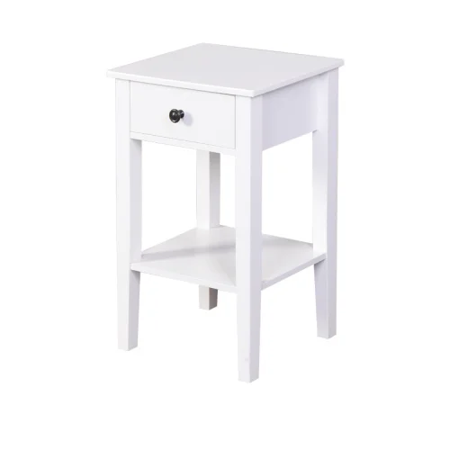 

Bathroom Floor-standing Storage Table with a Drawer-Wood-White