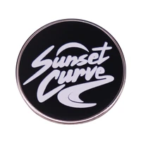 sunset curve black circular letter jewelry gift pin fashionable creative cartoon brooch lovely enamel badge clothing accessories
