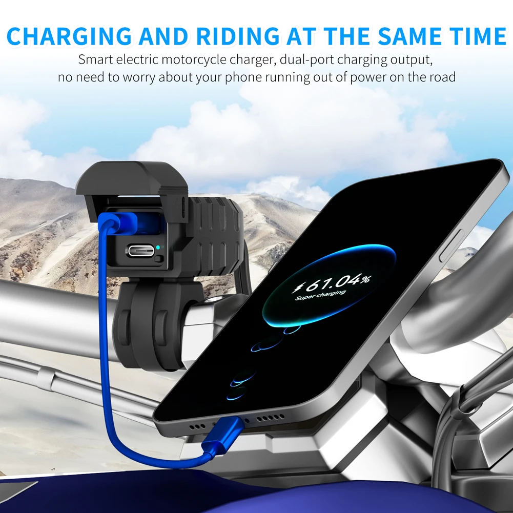 PD QC3.0 Быстрое зарядное устройство USB для мотоцикла 60 Вт руль двойная розетка типа C