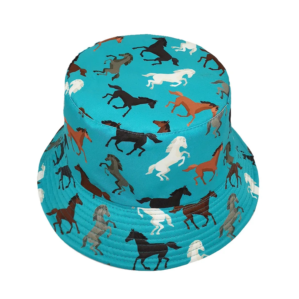 Модная мультяшная шляпа рыбака с принтом лошади для мужчин Уличная дорожная