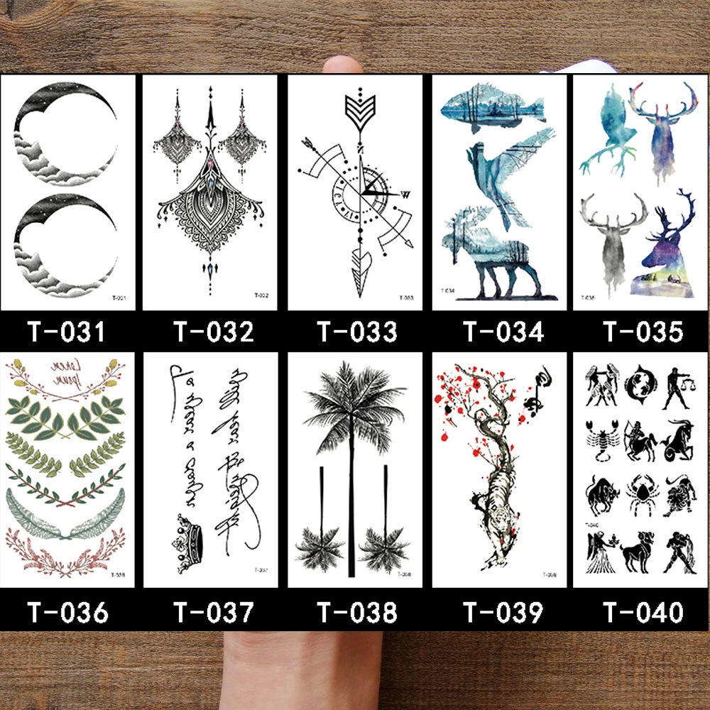 

Геометрическая Татуировка «Ласточка», цветок, стрела, перо, временная тату, Женская тату-наклейка на руку, треугольник, волк, боди-арт, водон...
