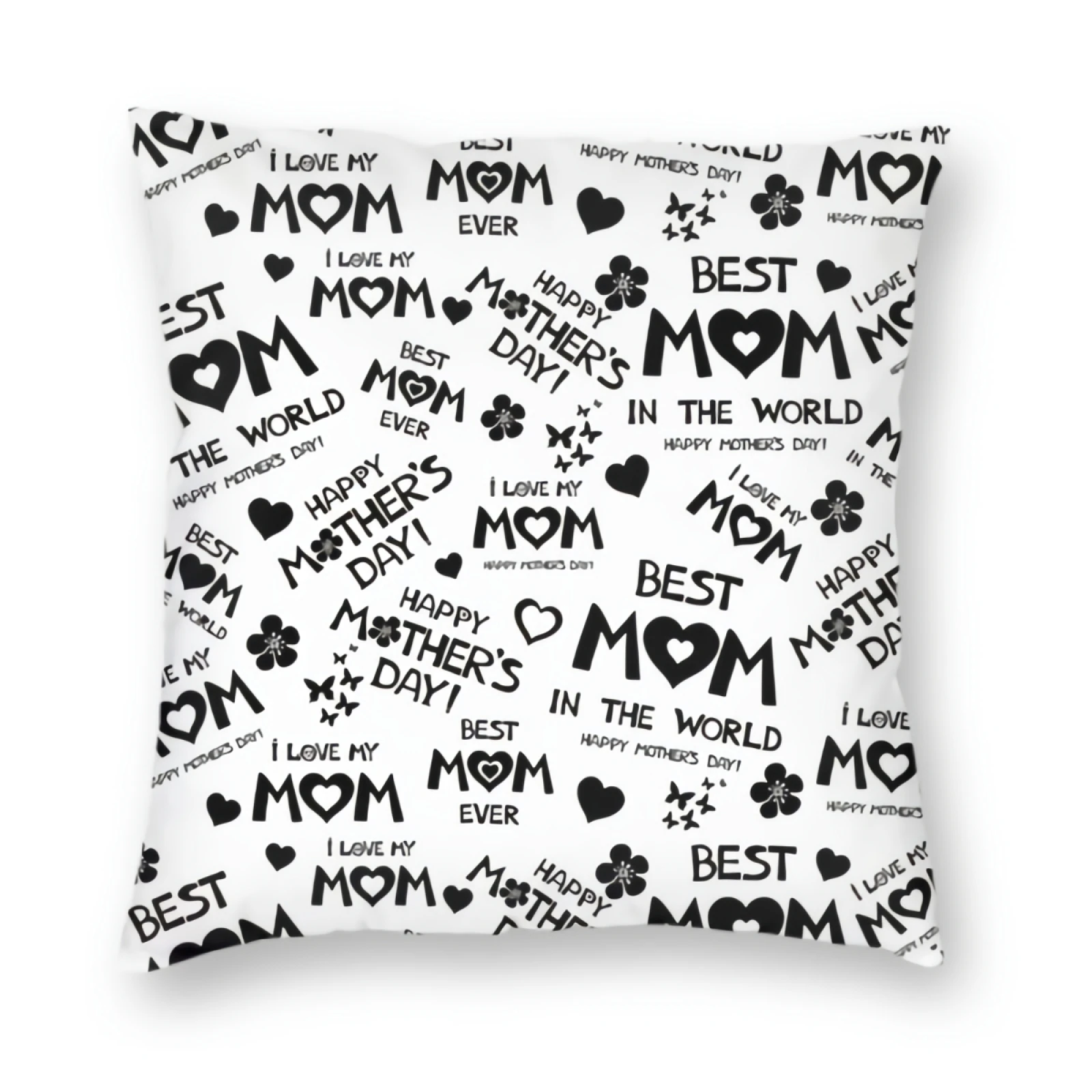 

Pleasant On Mother's Day Pillowcase I Love You Mom Hidden Zipper Throw Cushion Covers Mother's Day Symbols Square Pillow Case
