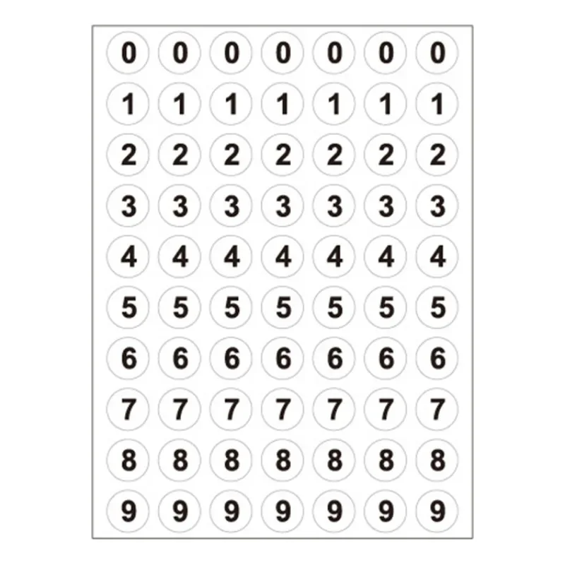 

Круглые самоклеящиеся наклейки 0-9