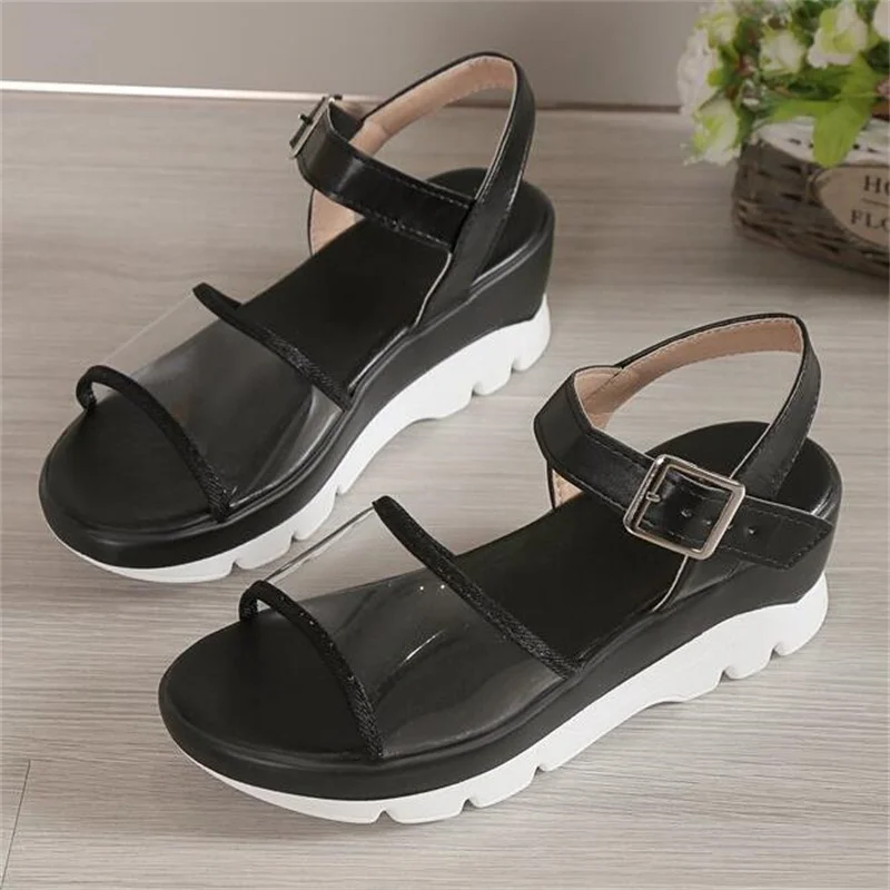 Large women's sandals new fashion thick-soled buckle four seasons with comfortable breathable casual sandals women's slippers