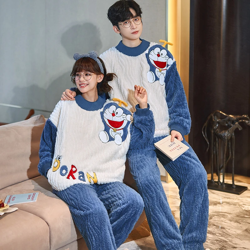 

Парные комплекты из аниме Doraemon, пижамы для женщин и мужчин, зимняя утепленная одежда для сна, домашняя одежда, кавайная Домашняя одежда унисекс, домашняя одежда, пижама, костюм, Пижама