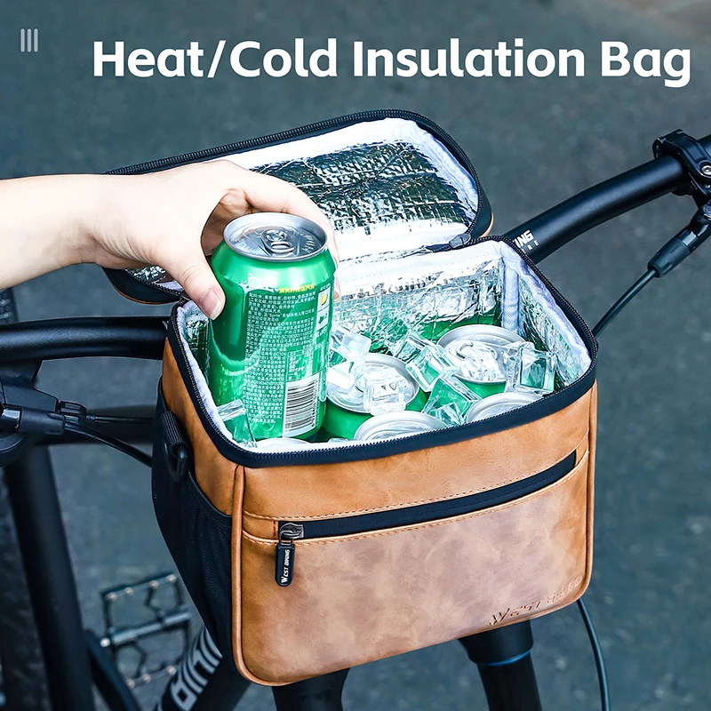 Сумка на руль велосипеда WEST BIKING многофункциональная водонепроницаемая кожаная