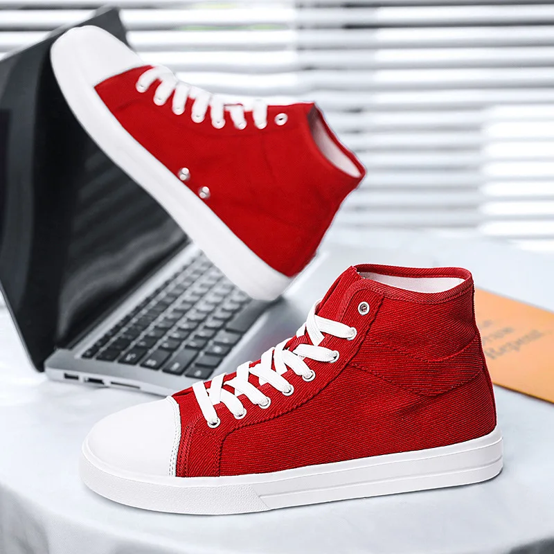 

2022 New High-top Canvas Sneakers Men Comfortable Light Men Vulcanize Shoes Size 39-46 Flat Shoes Casual Men zapatillas hombre