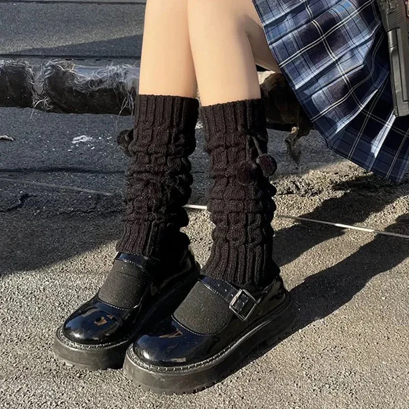 Теплые гетры Lolita JK, шерстяные вязаные носки, чехол для ног, белые, черные гетры, осенне-зимние вязаные крючком носки, манжеты для ботинок (art.: 3920d3583f44b) - 3920d3583f44b