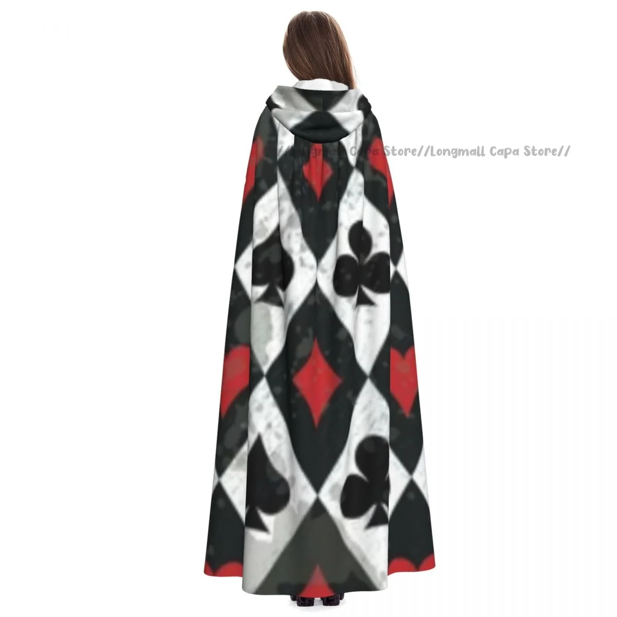 Накидка с капюшоном для взрослых на Хэллоуин абстрактными игральными картами