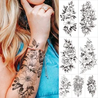 waterproof temporary tattoos sticker for women girls body art painting begonia flower arm legs realistic fake tatto o stickers