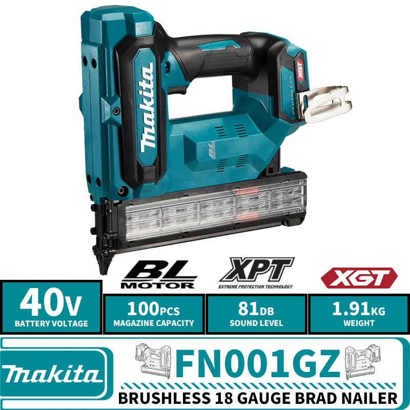 

Makita FN001GZ бесщеточный беспроводной 18 калибр гвоздезабивной инструмент 40 в XGT литиевый Электроинструмент гвоздезабивной пистолет
