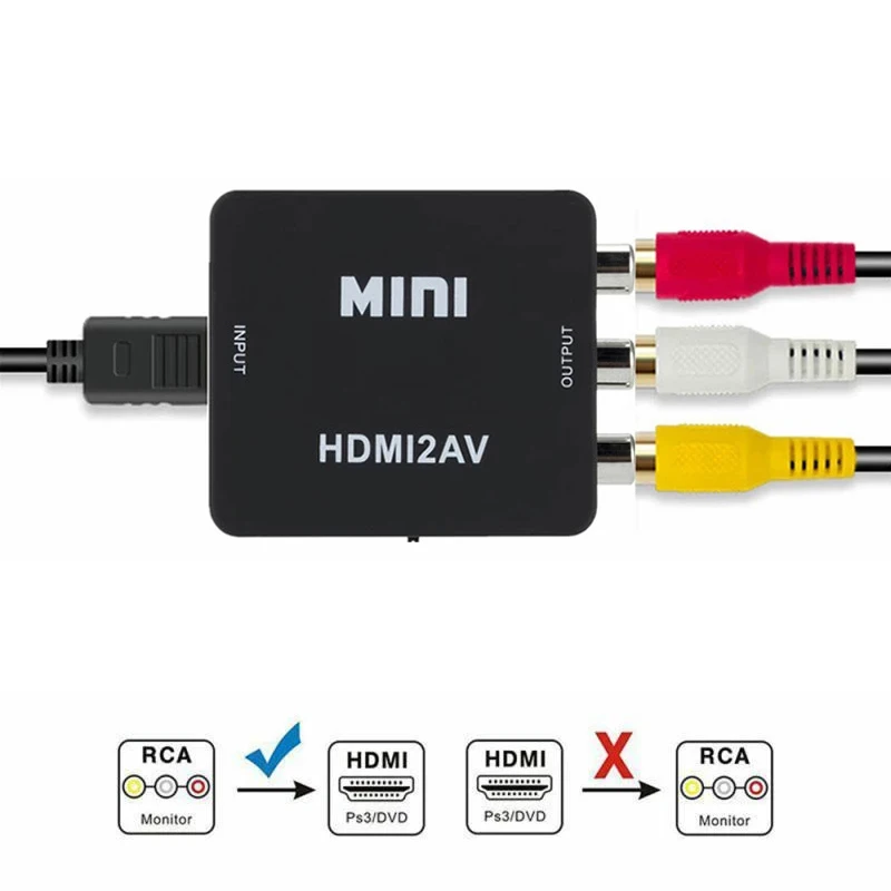 

Адаптер HDMI-совместимый с RCA AV видео преобразователь коробка адаптер RCA CVSB L/R видео в HD 1080P HDMI-совместимый адаптер ТВ HD ТВ конвертер
