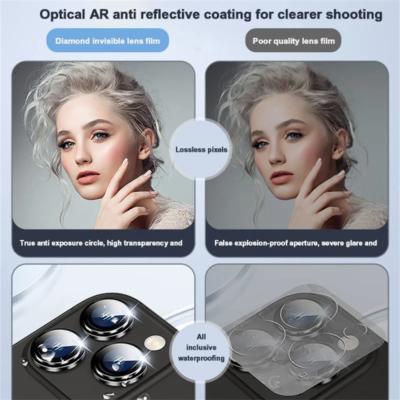 2-3Pcs Lens 11 12 13 Pro Max Metal Ring Protector Glass For Iphone 15 14 Plus 13Mini Camera Film