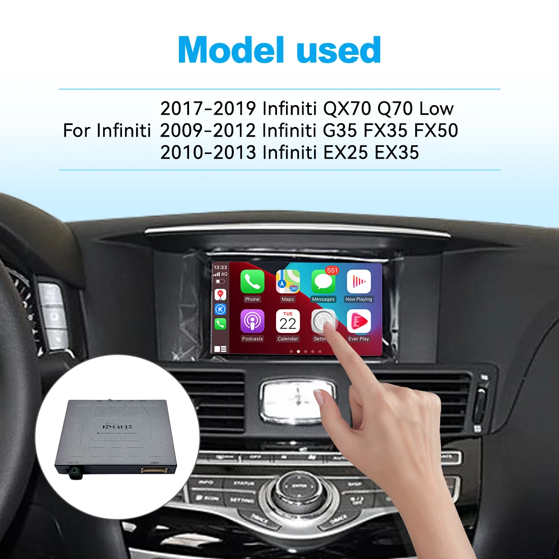 Фото Новый интерфейс JoyeAuto для Infiniti QX70 2017-2019: Беспроводной модуль CarPlay и Android Auto с поддержкой Mirror-Link и AirPlay №2