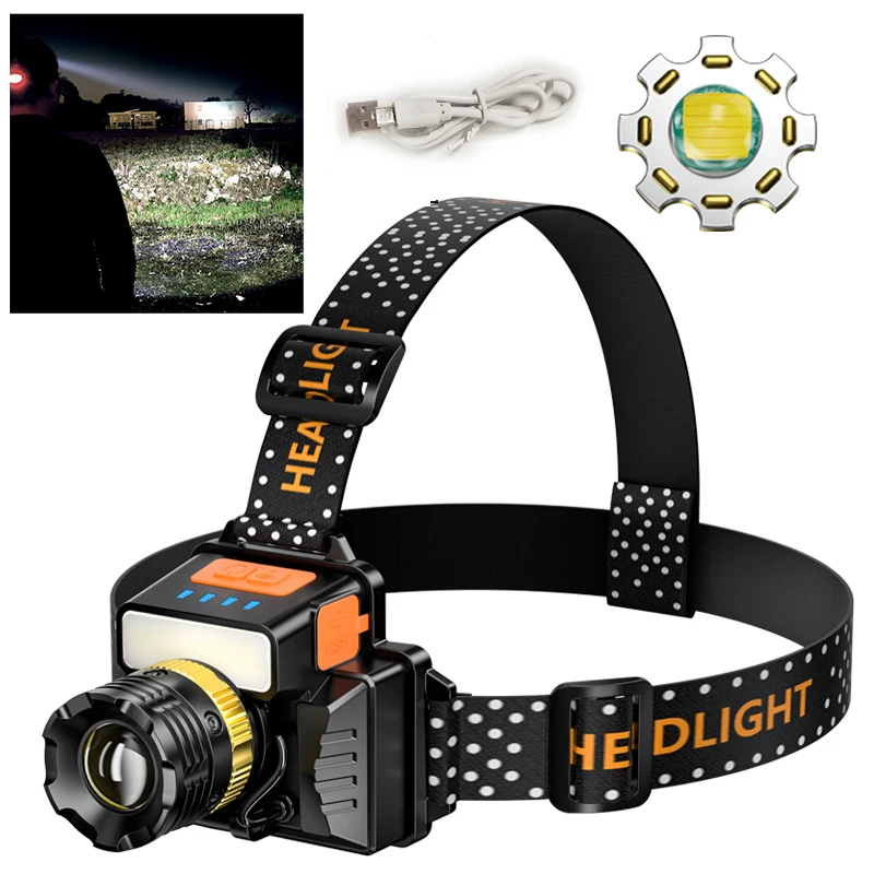 

Налобный фонарь с 5 Светодиодами, мощсветильник перезаряжаемый портативный уличный Многофункциональный фонарь с крассветильник светом