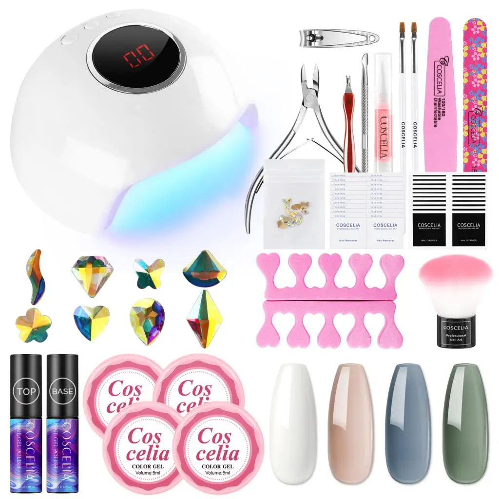 

Gel Nail Extension Kit With Dryer Lamp Nail Art Design Crystal Gel Soak off Gel Nail Polish Manicure Decoration Tools