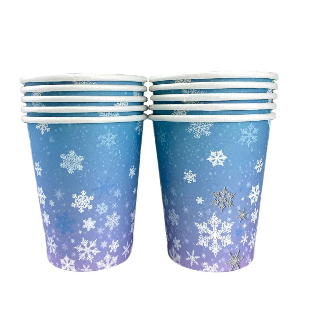 Рождественская одноразовая посуда синий лед снег тарелки чашки салфетки