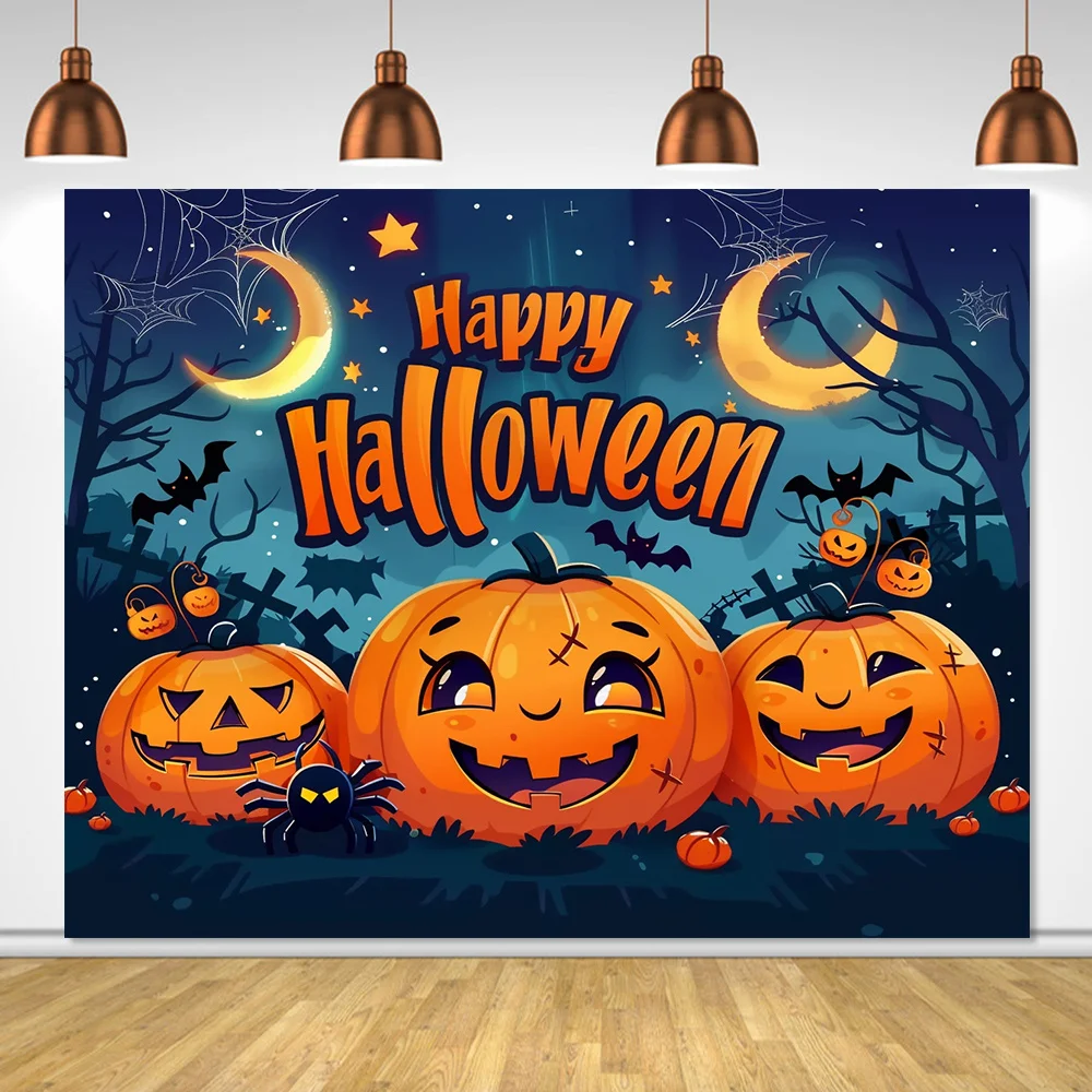 Хэллоуин ужас фоновая ткань с тыквой и летучая мышь-прочное полиэфирное волокно