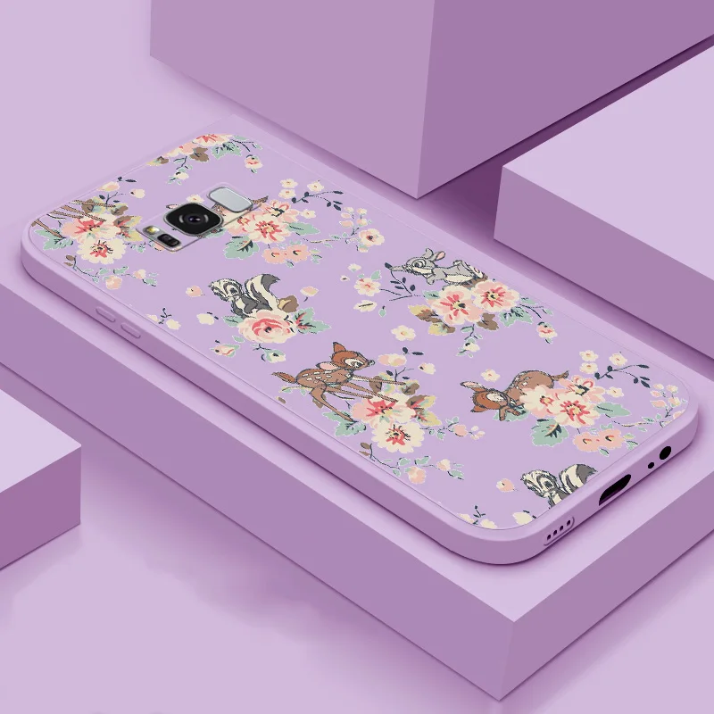 

Case For Samsung Galaxy S8 Plus S9 Plus Soft Case TPU Silicone Protection Phone Case Straight Edge Liquid Flower Case