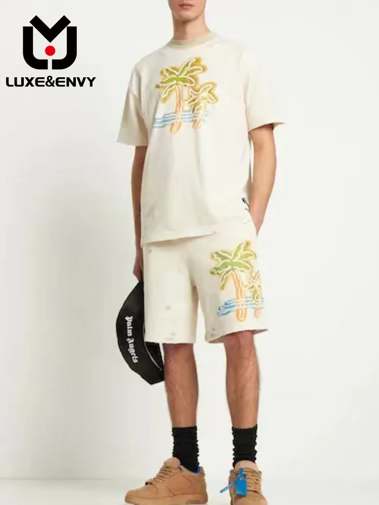 

Короткая футболка люкс & ENVY с винтажным принтом для пары, Свободный Повседневный Топ с коротким рукавом, новинка весны-лета 2023