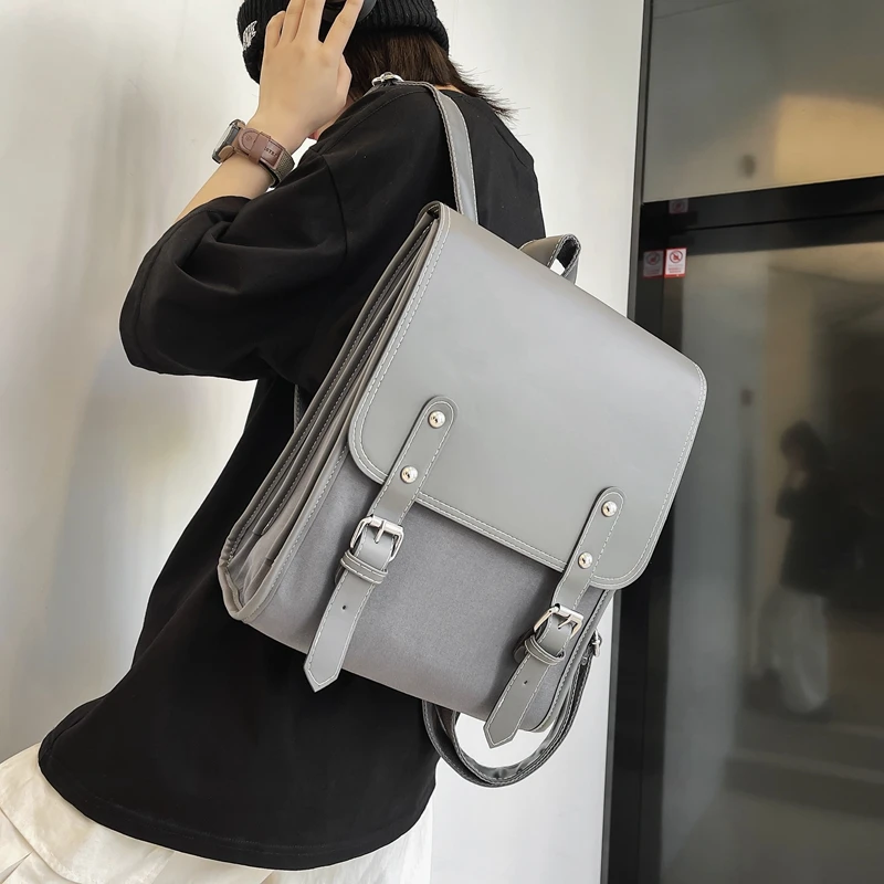 

Business Anti Theft Men Women Latop Backpack 13.3 Inch 2022 New Waterproof Pu Leather Travel Backpack Gray School Pures and Bags