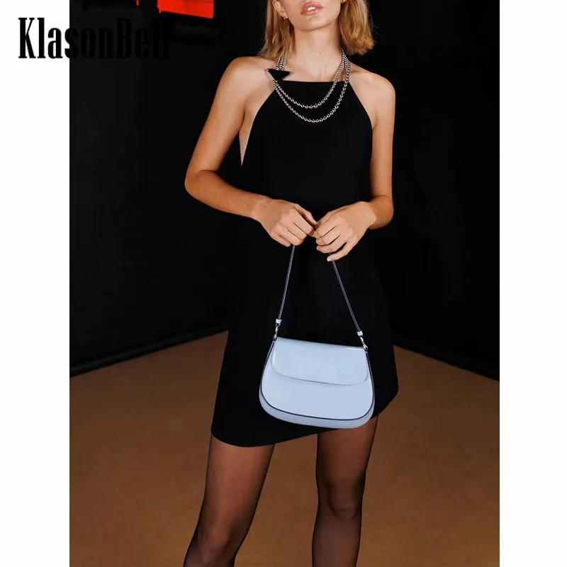 

12,22 KlasonBell темпераментный сексуальный с открытой спиной жемчужная цепочка Холтер банкет Вечеринка пакет бедра платье для женщин