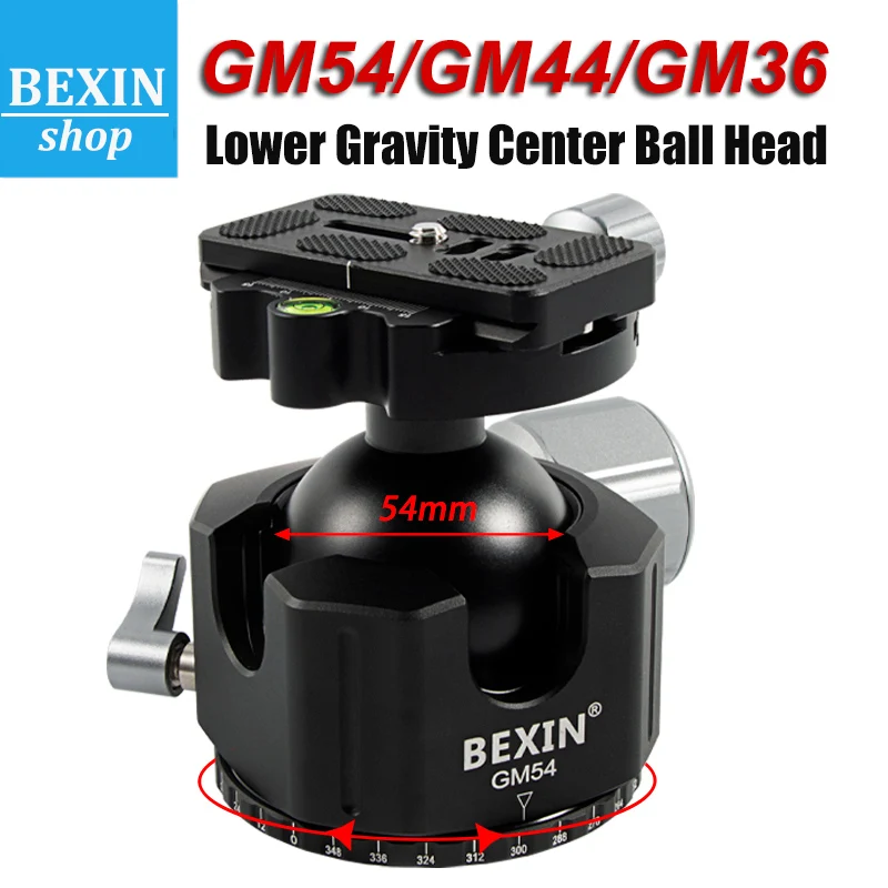 

BEXIN GM54/GM44/GM36 Professional Tripod Head Low Center Gravity Ball Head Ballhead Panoramic Arca Swiss system for DSLR Camera