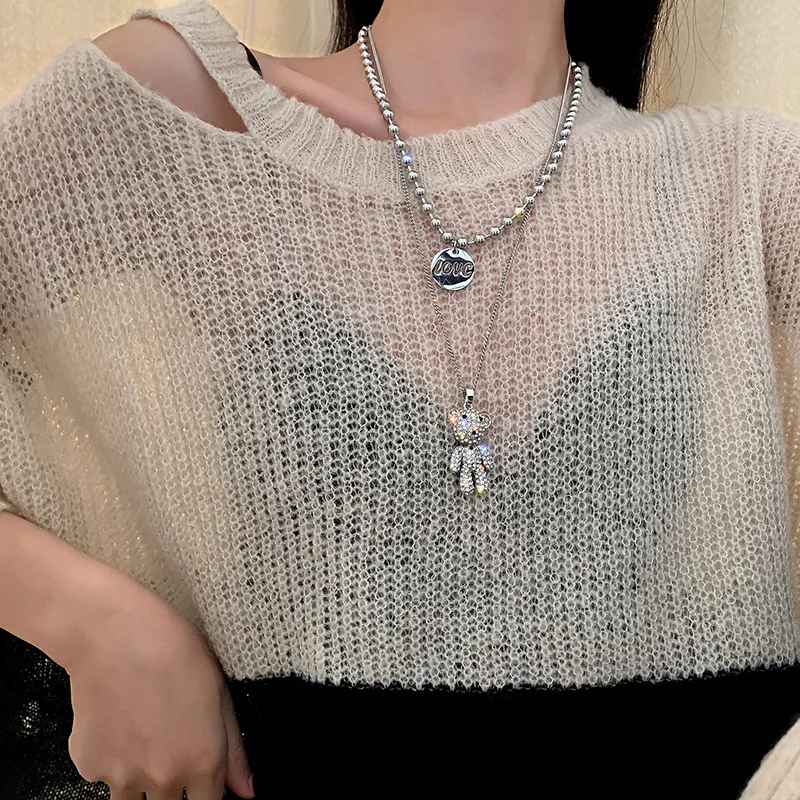 Подвеска Мишка Женская в стиле панк модное ожерелье для пар нишевая цепочка на