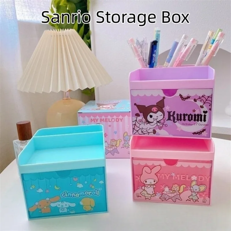 

Sanrio Kuromi Cinnamoroll Storage Box Kawaii My Melody Cartoon Desktop Student Household Drawer Organizer Box Decoration Gift