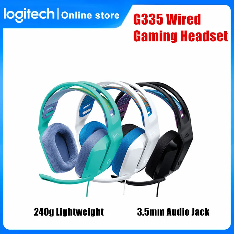 

Logitech G335 Проводная игровая гарнитура 3,5 мм Виртуальный 7,1 объемный звук стерео проводные наушники с микрофоном для ноутбука ПК Игр