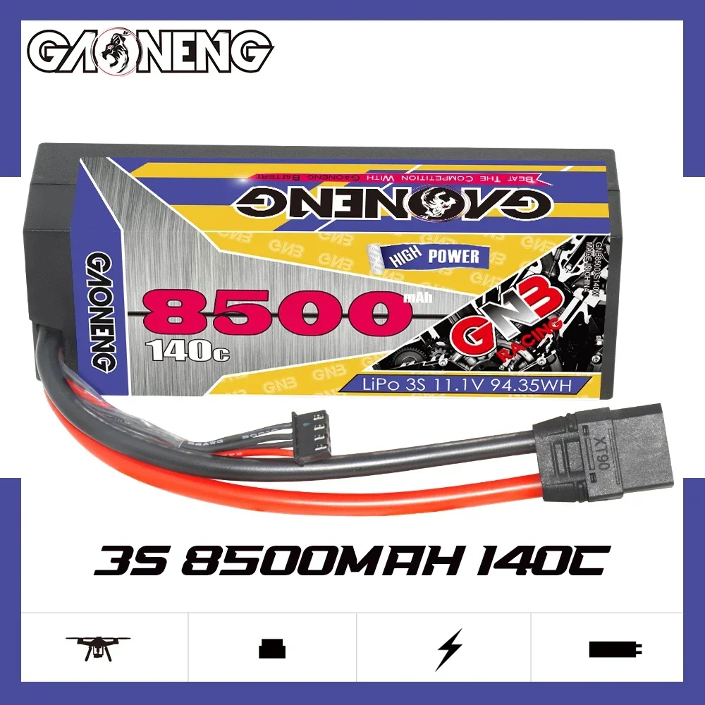 

GAONENG GNB 3S2P 8500mAh 11.1V 140C Hardcase LiPo Battery Pack With XT90 EC5 Plug For Bigfoot Climbing RC Car Boat Tank Parts