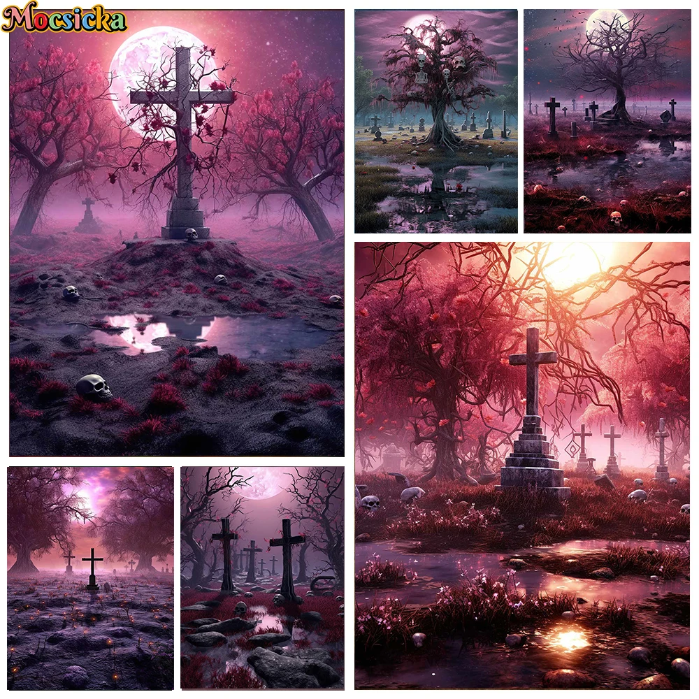 

Mocsicka хэллоуин фотография фон ужас луна ночь кладбище украшение Хэллоуин Карнавал Фотофон баннер