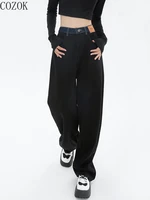 black jeans women summer thin straight loose niche design high waist slimming and wide leg mop pants y2k pants plus size