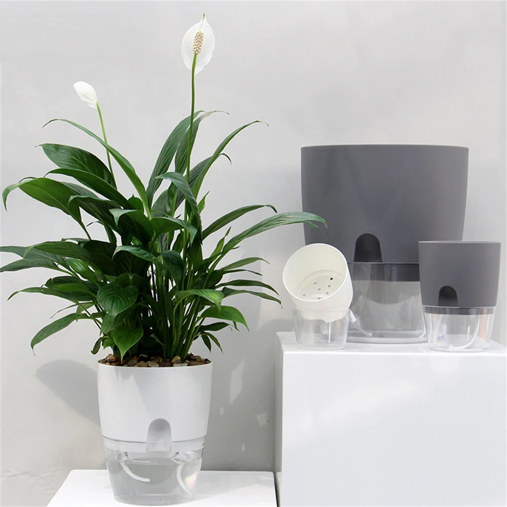 

New Lazy Indoor Plants Transparent And Simple Small Flower Pot With Double Layer Plastic Cotton Rope Green Pineapple Flower Pot