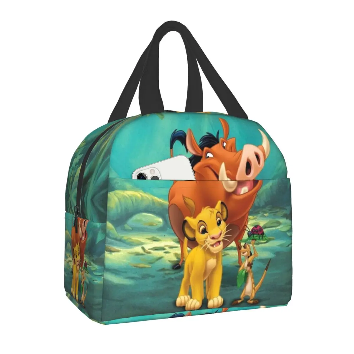 

Cartoon Movie King Simba Lion Insulated Lunch Bag Portable Thermal Cooler Bento Box for Women School Travel Picnic Lunch Box