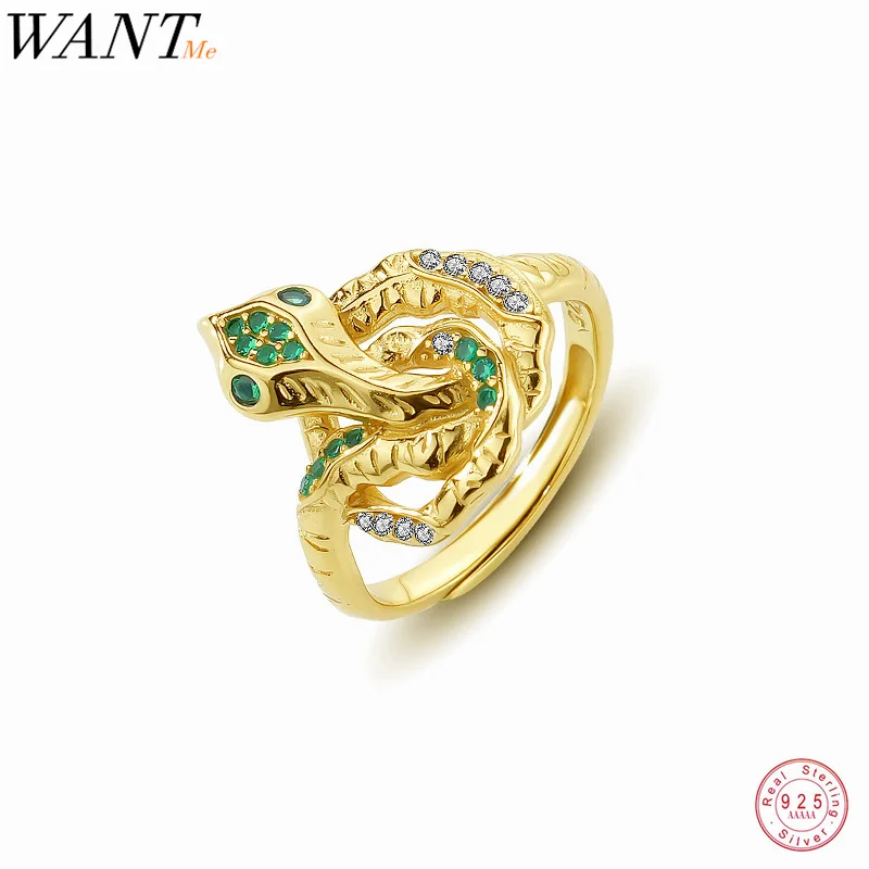 

Женское Винтажное кольцо WANTME, из серебра 925 пробы, с регулируемой змеей